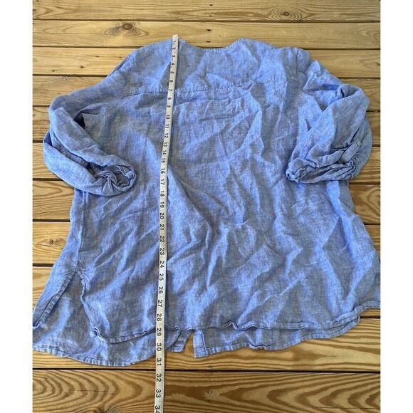 Tahari 100% Linen Button Up Shirt Size 2X Women’s Blue - Picture 5 of 7